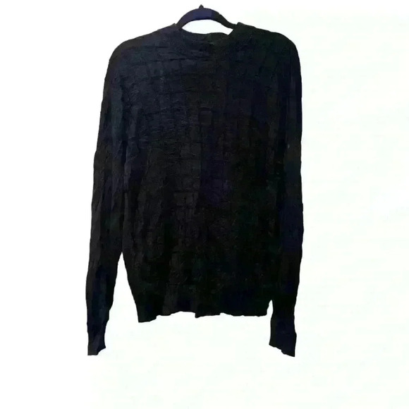 Perry Ellis Men's Large Silk Blend Black Patterned Sweater Mock-Neck Long Sleeve - Picture 1 of 4